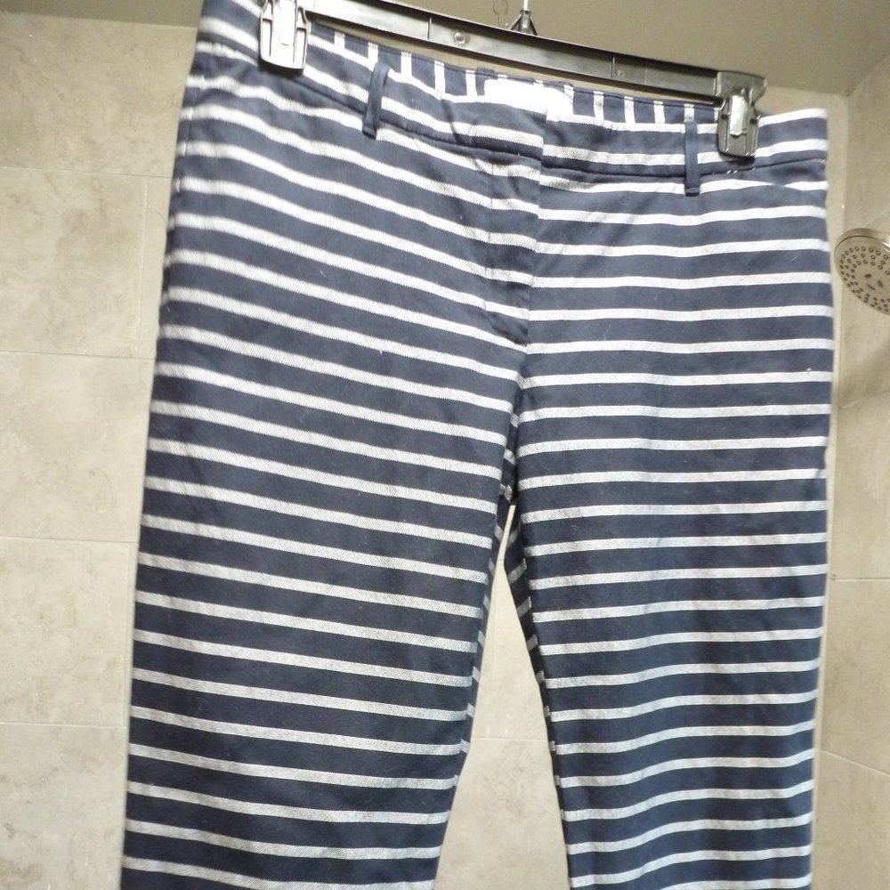 GAP Slim Cropped Blue&Grey Striped Stretch Pants